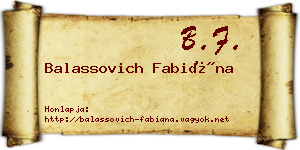 Balassovich Fabiána névjegykártya